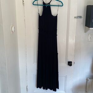 Halter Neck Black Midi Dress